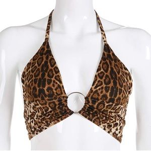 CHEETAH PRINT HALTER TOP